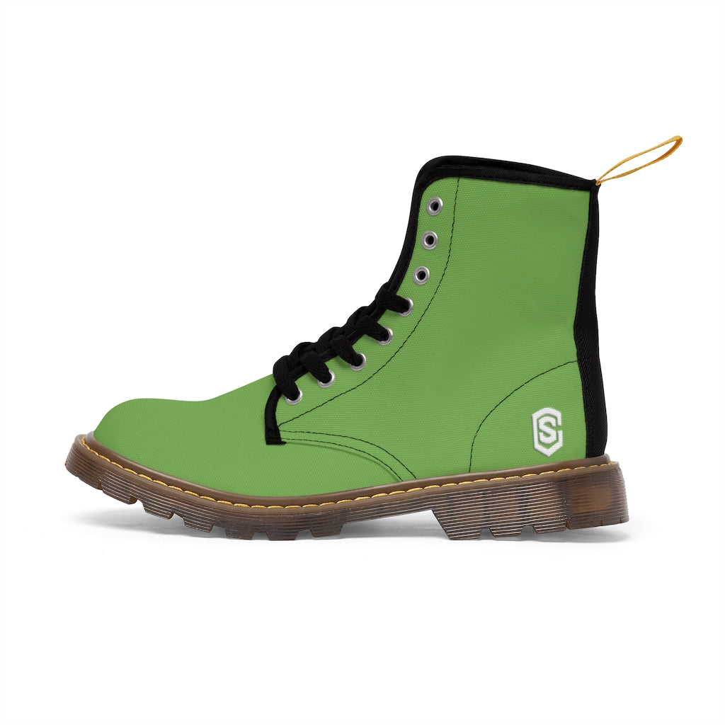Green Men's Canvas Boots White Logo