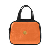 ORANGE LEATHER TOP HANDLE HANDBAG gold logo Leather Top Handle Handbag (Model 1662)