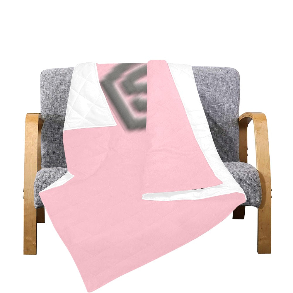 Pink Quilt with Gray Logo Custom Quilt  70" x 80"