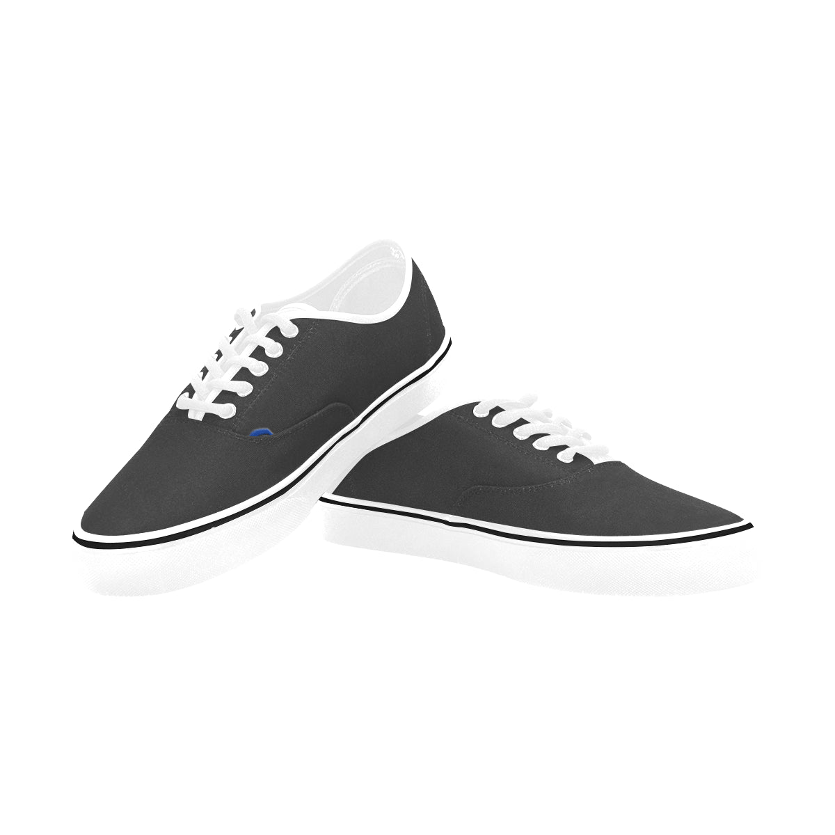 blue logo Classic Women's Canvas Low Top Shoes (Model E001-4)