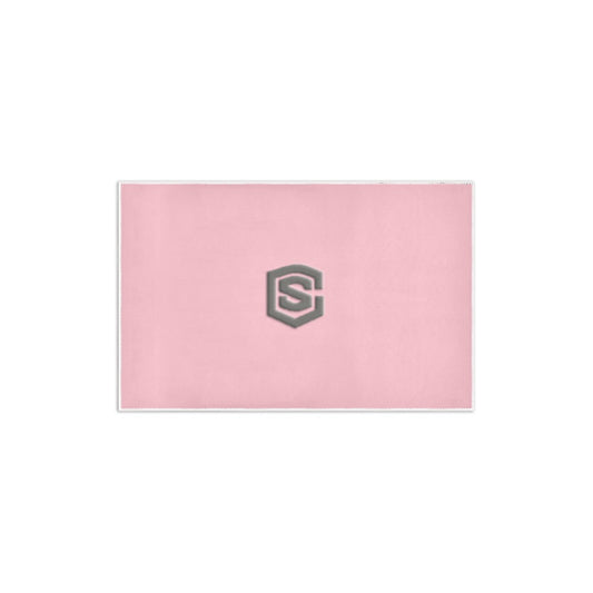 PINK SMALL AREA RUG WITH GRAY LOGO Area Rug 2.6' x 1.7'