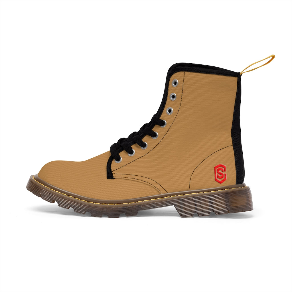 Brown Men's Canvas Boots Red Logo