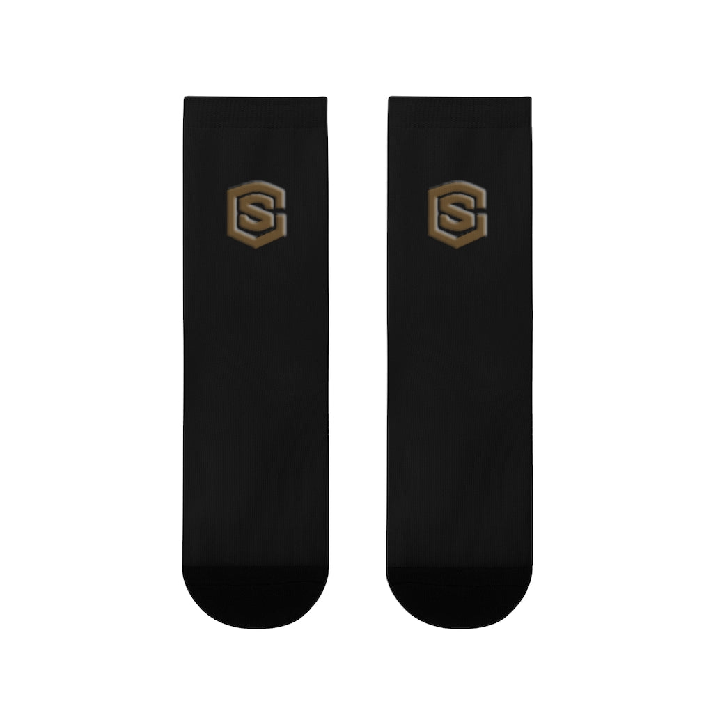 Black Sublimation Crew Socks (EU) Brown Logo