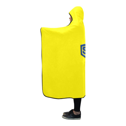 YELLOW Hooded Blanket WHITH BLUE  LOGO Hooded Blanket 80"x56"