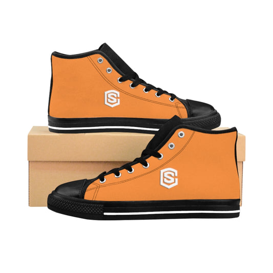 orange Men's High-top Sneakers - white logo