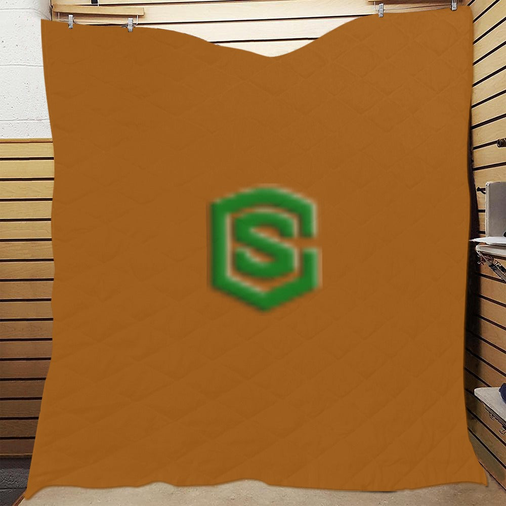 Brown Quilt with Green Logo Custom Quilt  70" x 80"