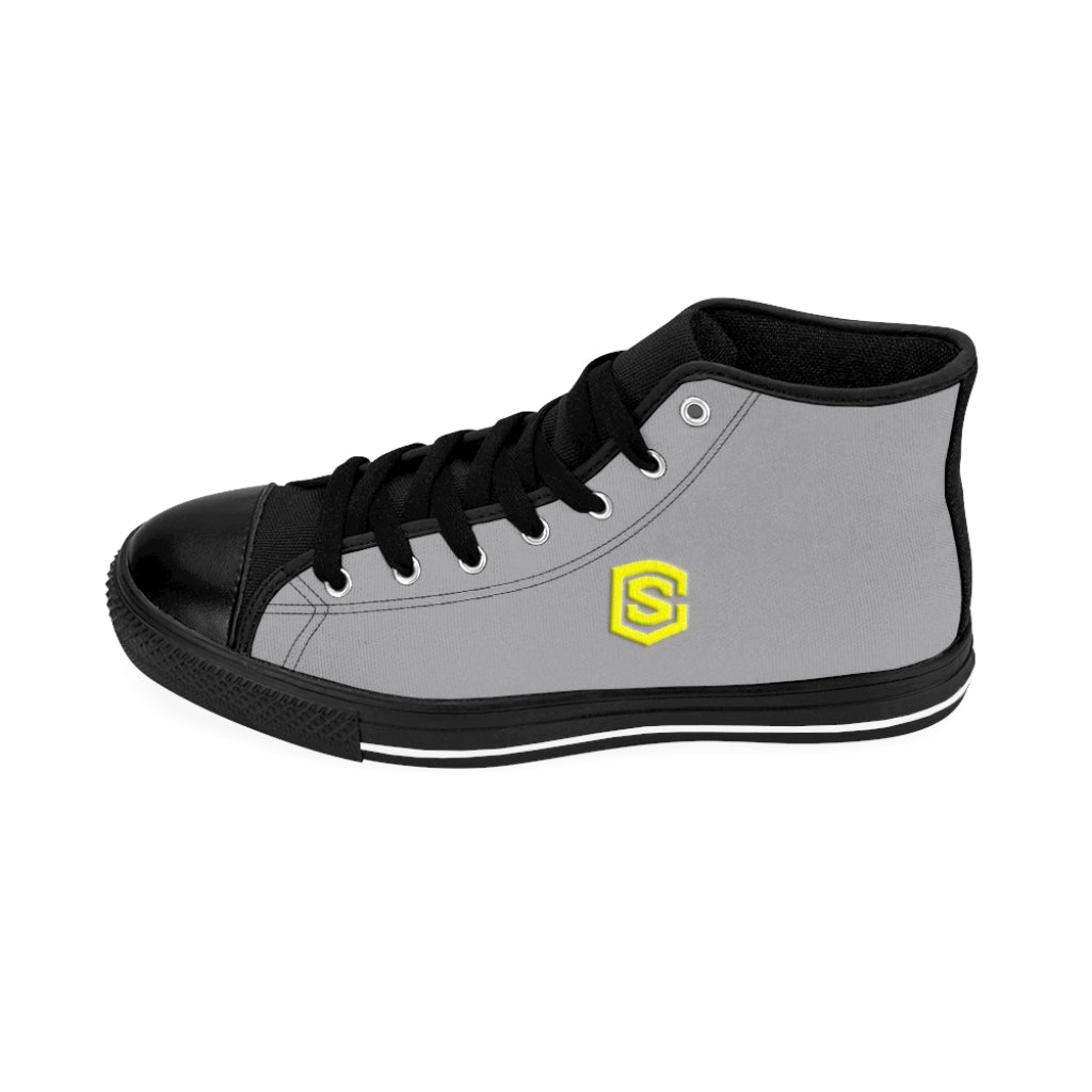 grey Men's High-top Sneakers - yellow logo