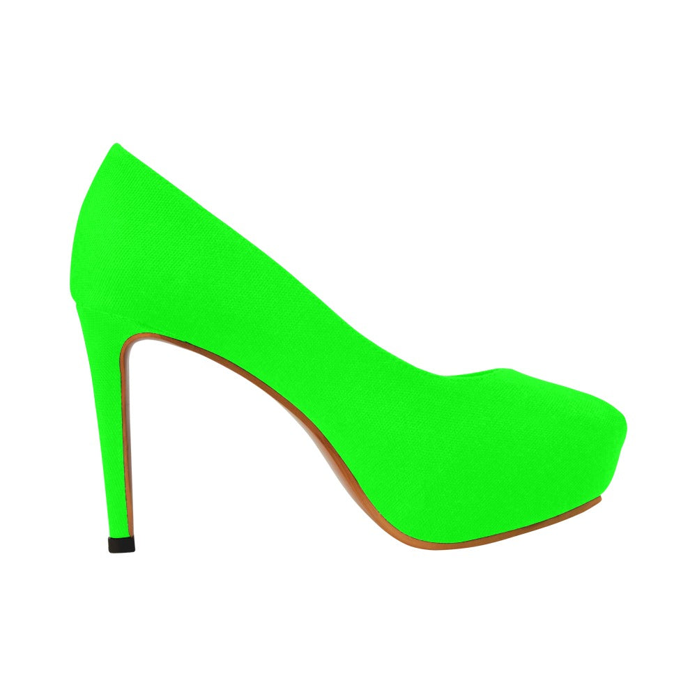 Green Women's Pumps With Blue Logo Women's High Heels (Model 044)