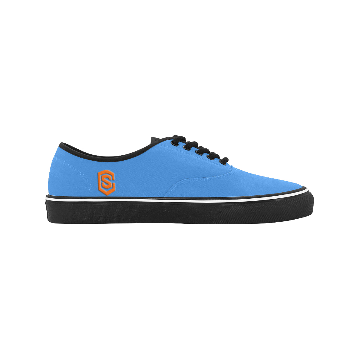 orange logo Classic Men's Canvas Low Top Shoes/Large (Model E001-4)