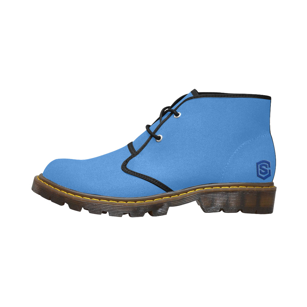 blue logo Women's Canvas Chukka Boots (Model 2402-1)
