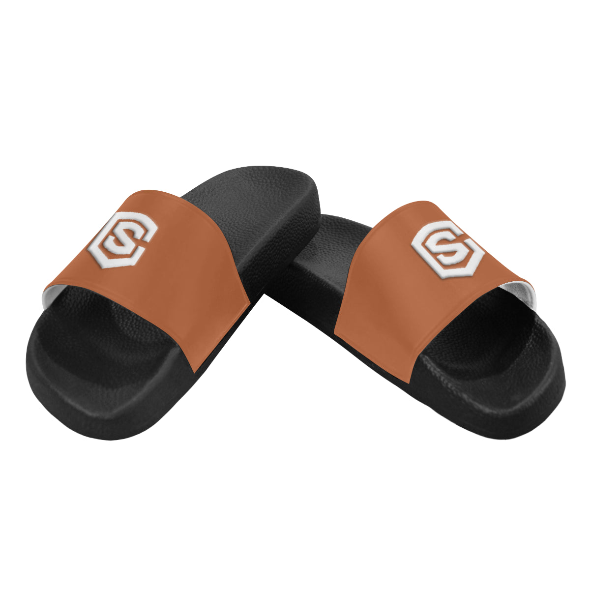 white logo Men's Slide Sandals (Model 057)