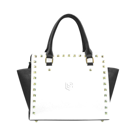 WHITE RIVET SHOULDER HANDBAG white logo Rivet Shoulder Handbag (Model 1645)