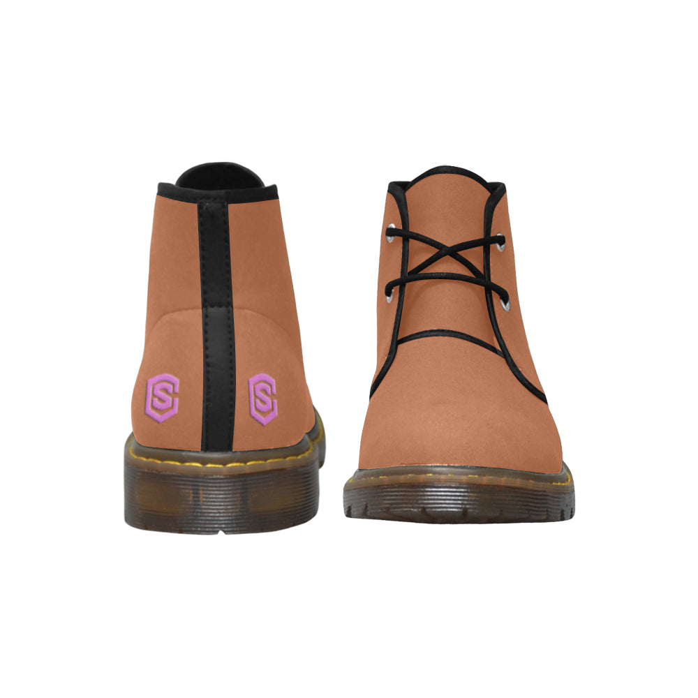 pink logo Women's Nubuck Chukka Boots (Model 2402)
