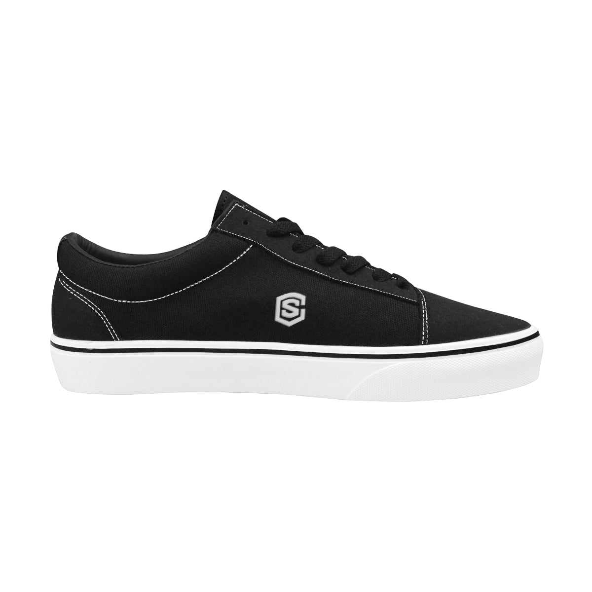 white logo Women's Low Top Skateboarding Shoes (Model E001-2)