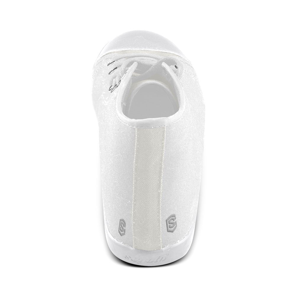 GRAY CANVAS KID SHOES silver logo High Top Canvas Kid's Shoes (Model 002)