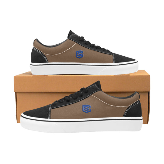 blue logo Women's Low Top Skateboarding Shoes (Model E001-2)