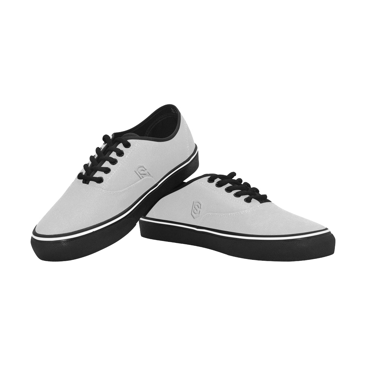 silver logo Classic Men's Canvas Low Top Shoes/Large (Model E001-4)