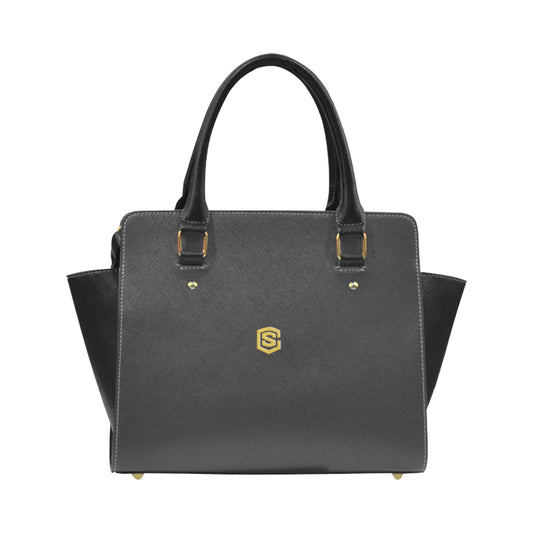 GRAY CLASSIC SHOULDER HANDBAG gold logo Classic Shoulder Handbag (Model 1653)