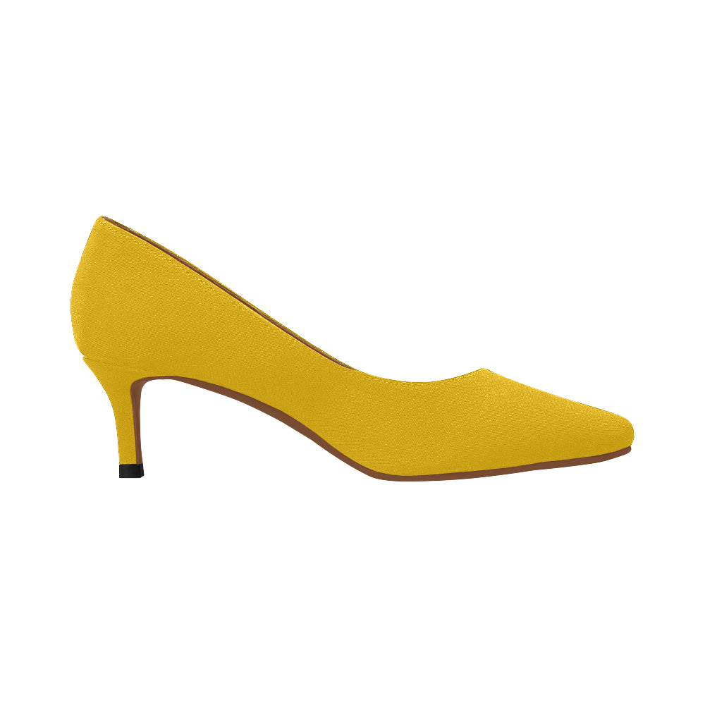 GREEN Women's Pointed Toe Low Heel Pumps gold logo Women's Pointed Toe Low Heel Pumps (Model 053)