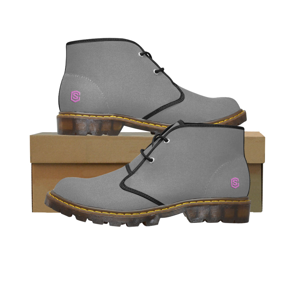 pink Men's Canvas Chukka Boots (Model 2402-1)