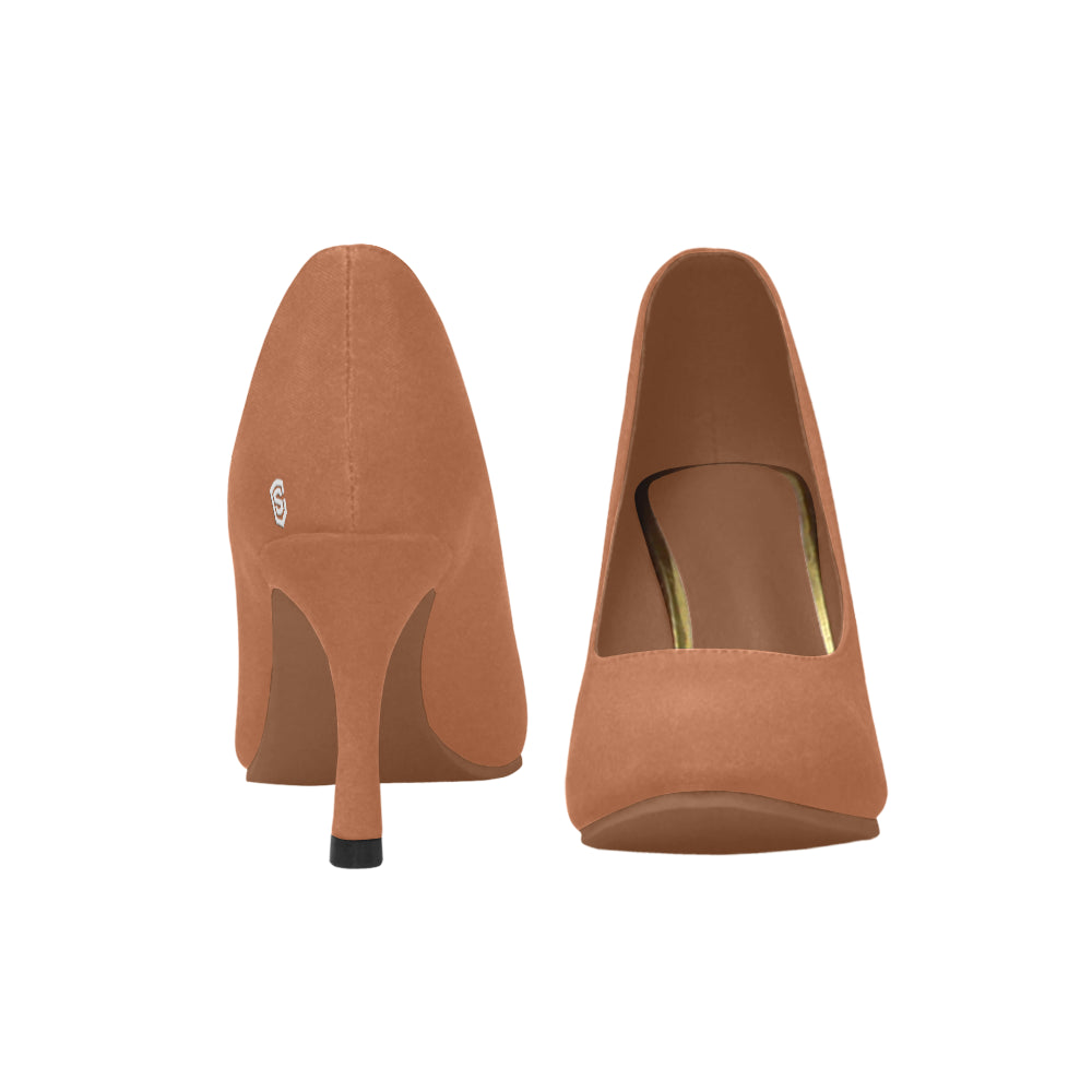 RED Women's High Heels white logo Women's High Heels (Model 048)