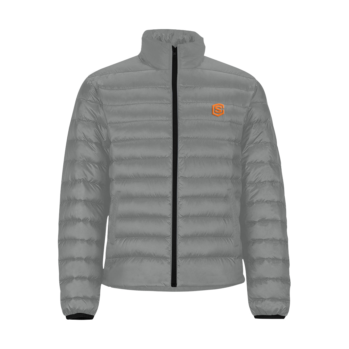 Orange Logo Men's Stand Collar Padded Jacket (Model H41)