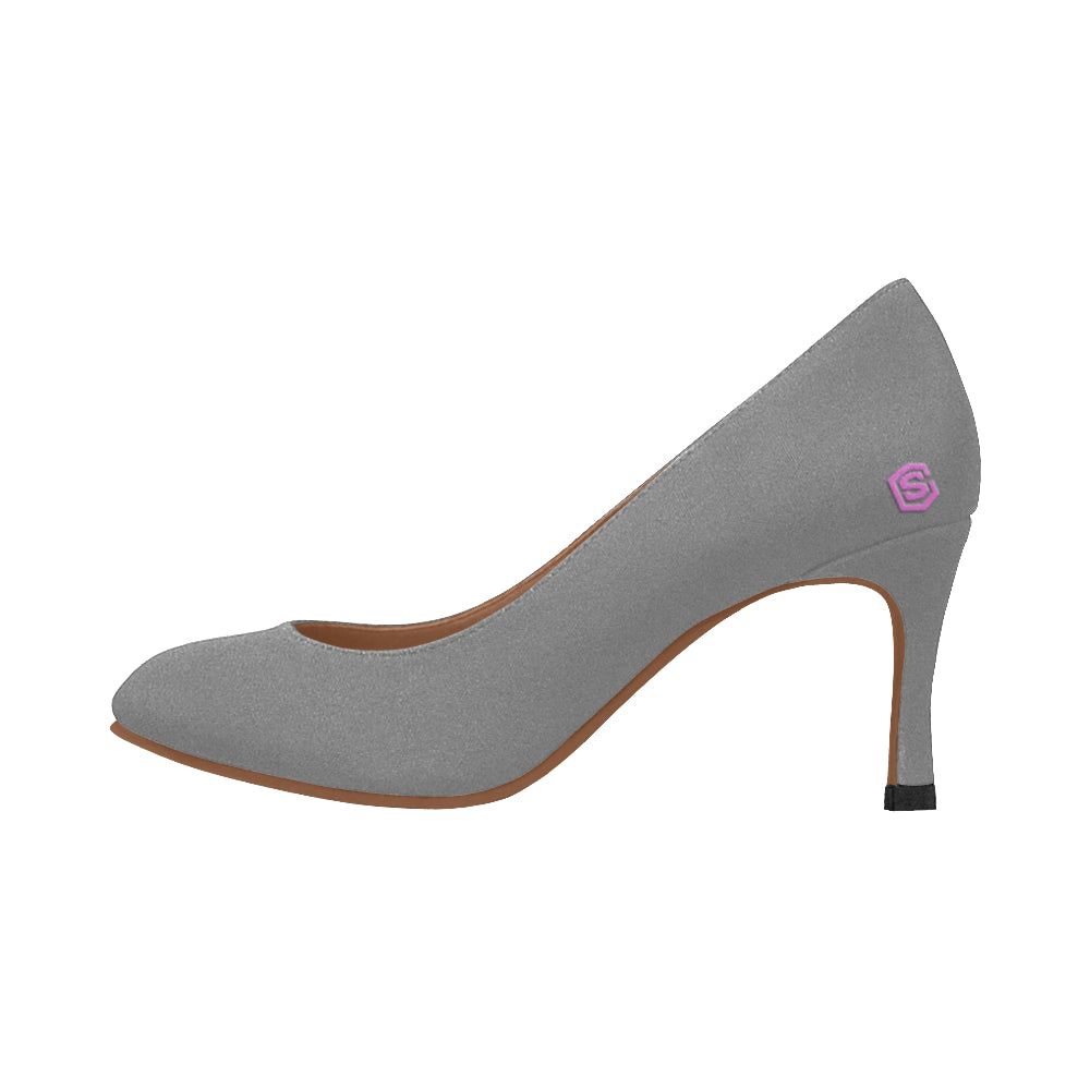 GRAY Women's High Heels pink logo Women's High Heels (Model 048)