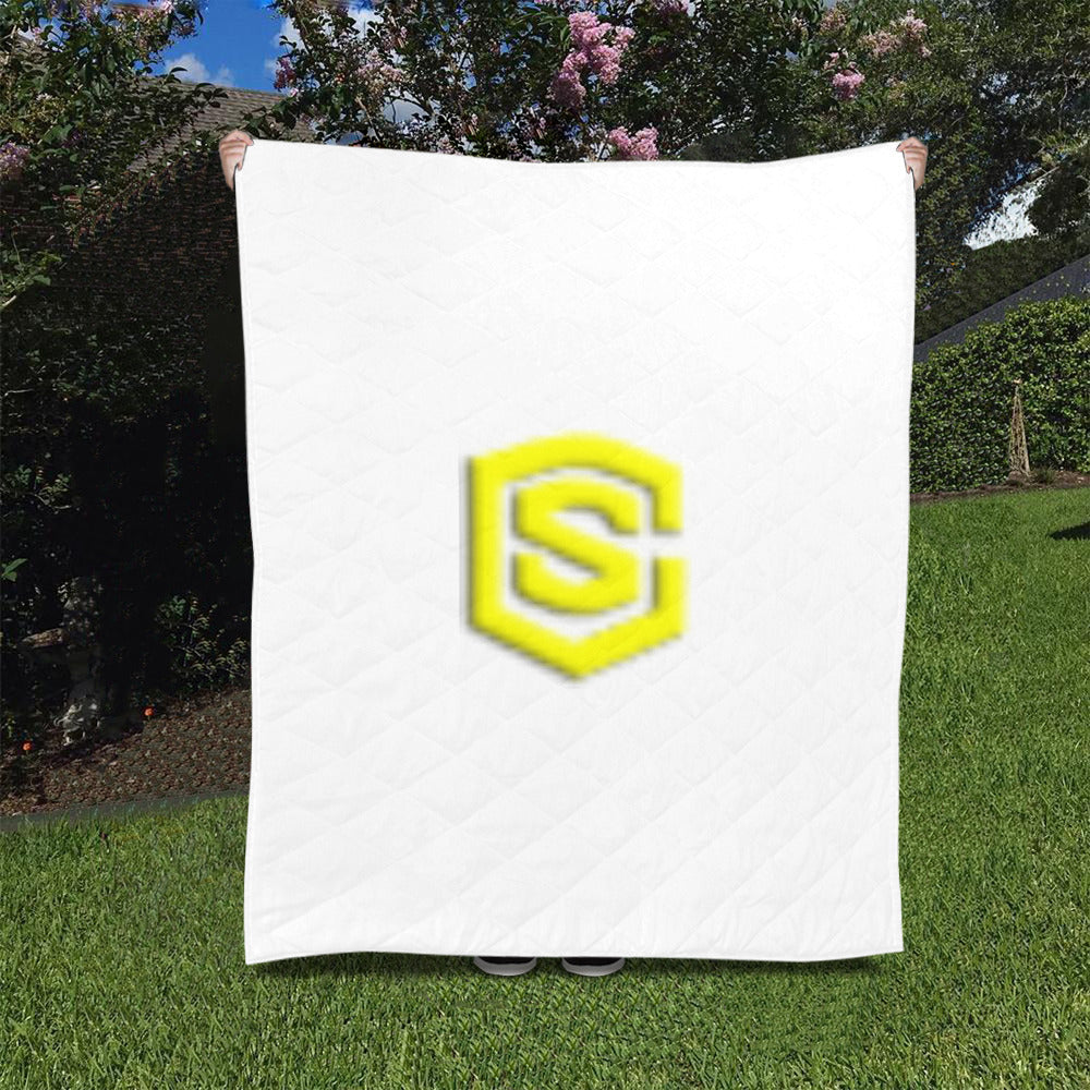 White Custom Quilt Yellow Logo Custom Quilt 50" x 60"