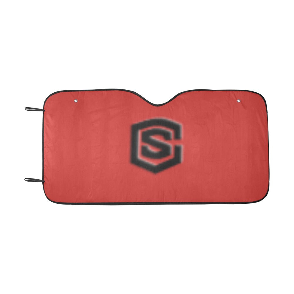RED  AUTO SUN SHADE WITH BLACK LOGO Auto Sun Shade 55" x 29.53"