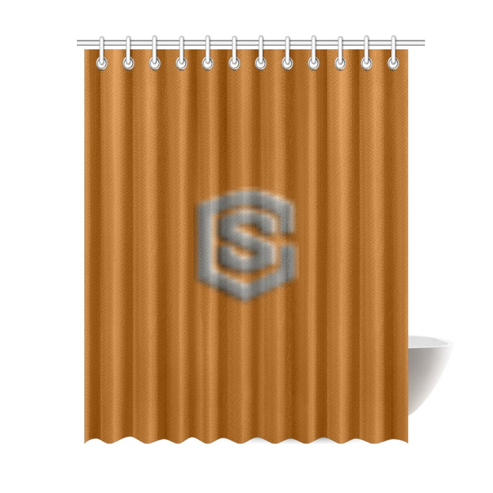 Brown Shower Curtain 69"x84" with Gray Logo Shower Curtain 69"x84"