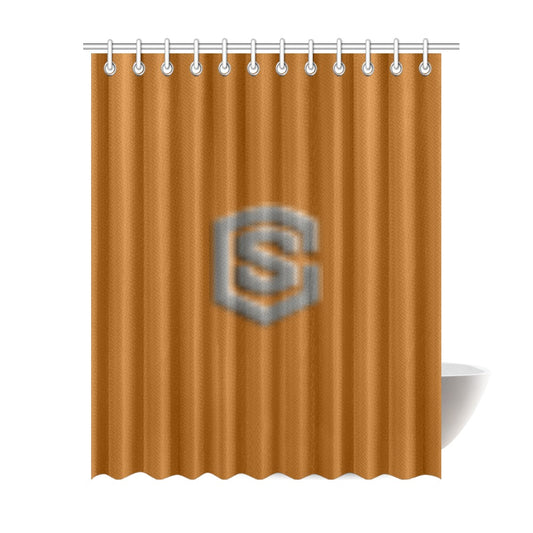 Brown Shower Curtain 69"x84" with Gray Logo Shower Curtain 69"x84"