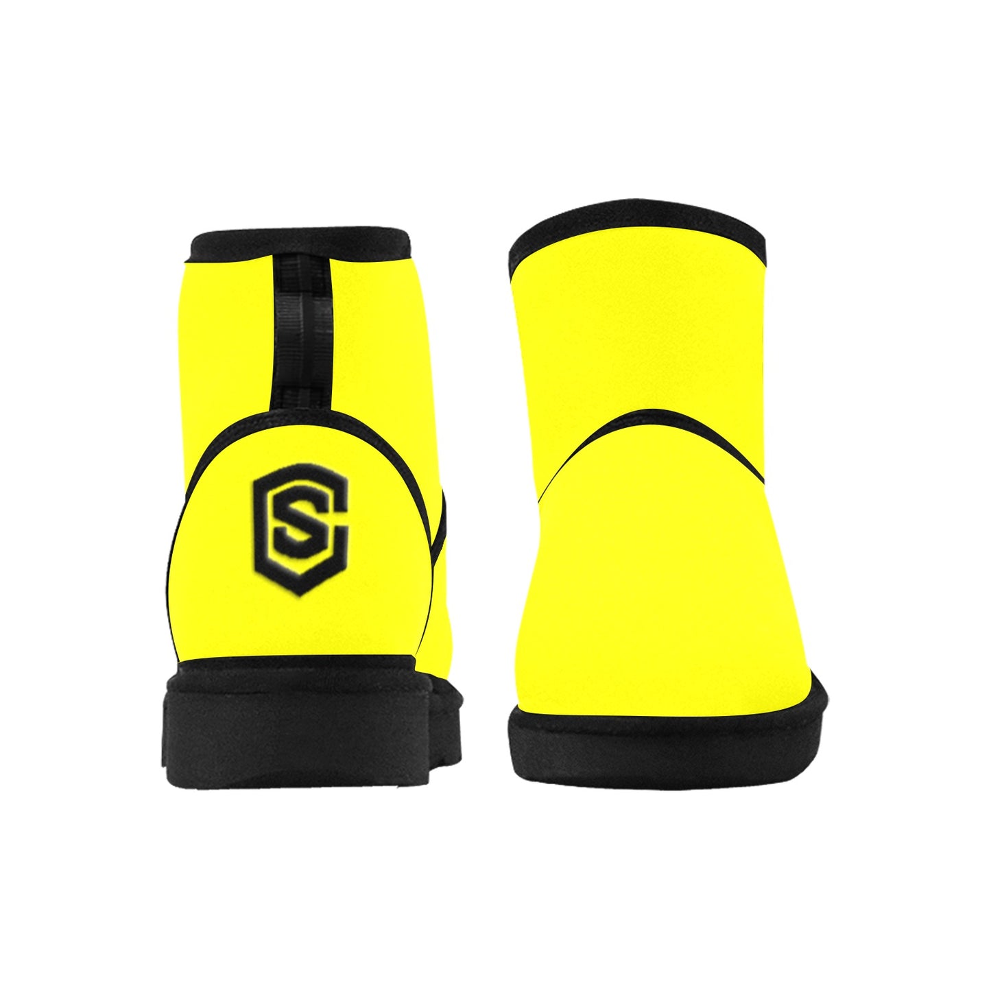 YELLOW Low Top Men's Snow Boots WITH BLACK LOGO Low Top Men's Snow Boots (Model 049)