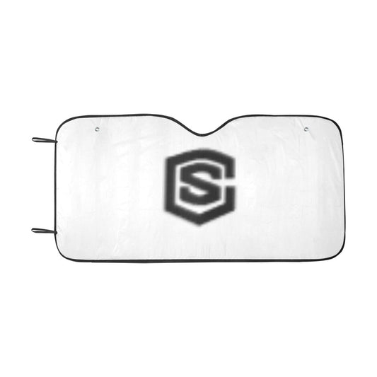 WHITE AUTO SUN SHADE WITH BLACK LOGO Auto Sun Shade 55" x 29.53"