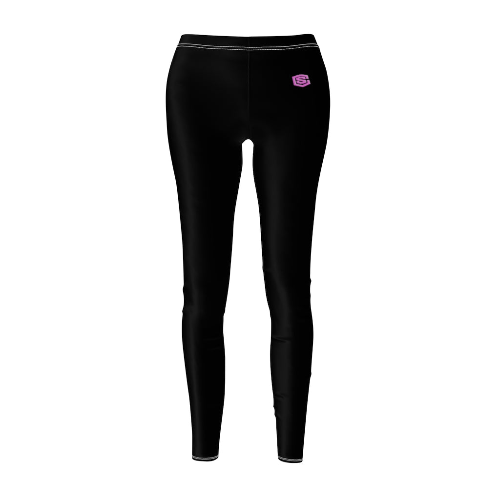 Black Women's Cut & Sew Casual Leggings Pink logo