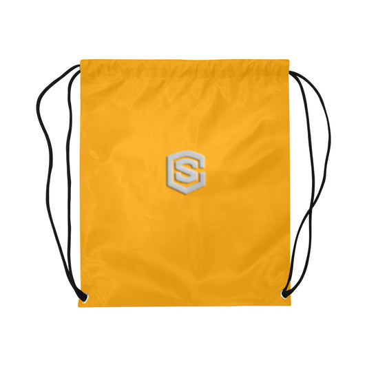 Orange Drawstring Bags Large With Silver Logo Drawstring Bags (Model 1604) (Large)