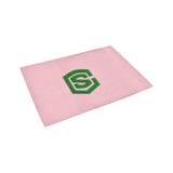 Pink Door Mat with Green Logo Doormat 24" x 16" (Sponge Material)