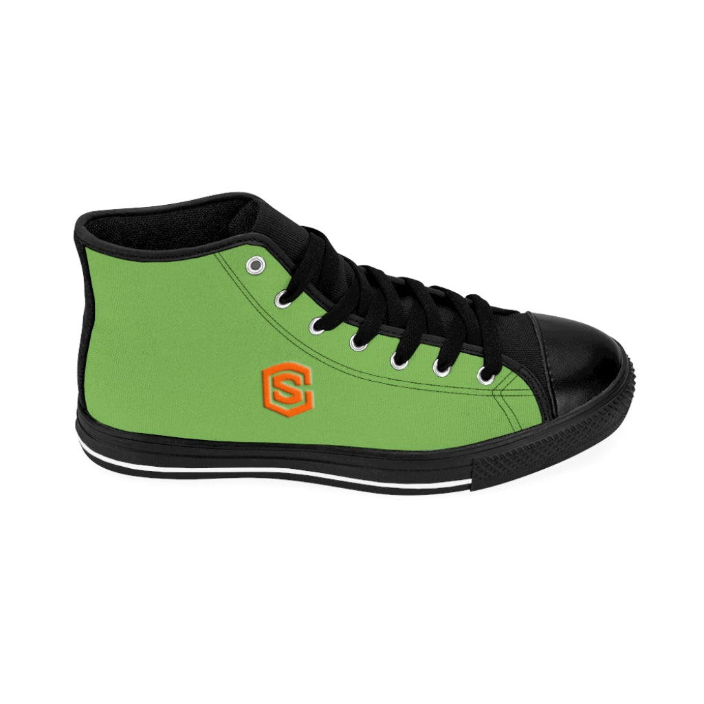 green Men's High-top Sneakers - orange logo
