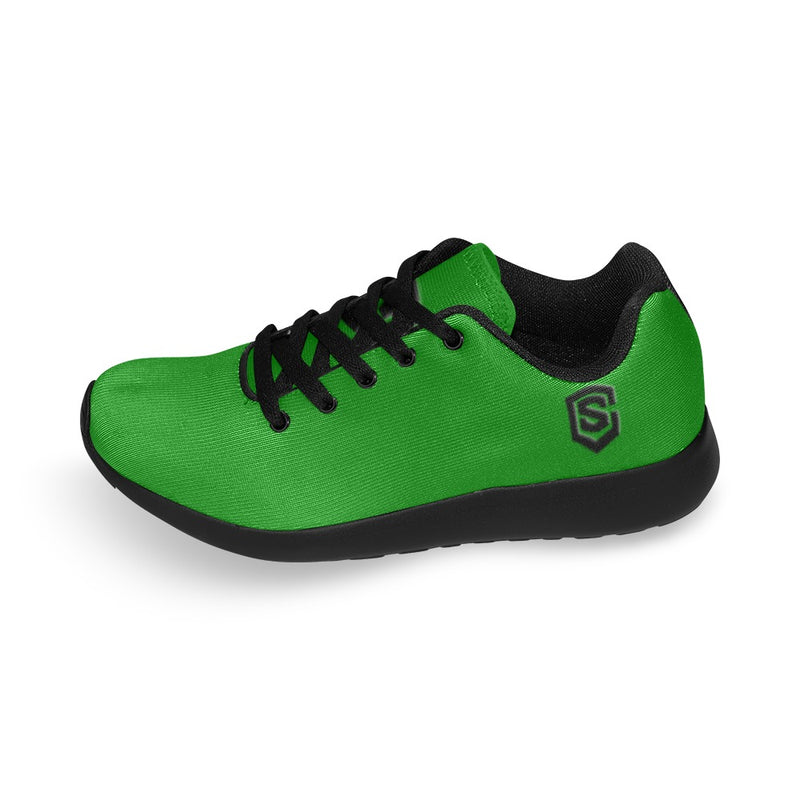 GREEN KID SNEAKER WITH BLACK LOGO Kid's Sneakers (Little Kid / Big Kid) (Model020)