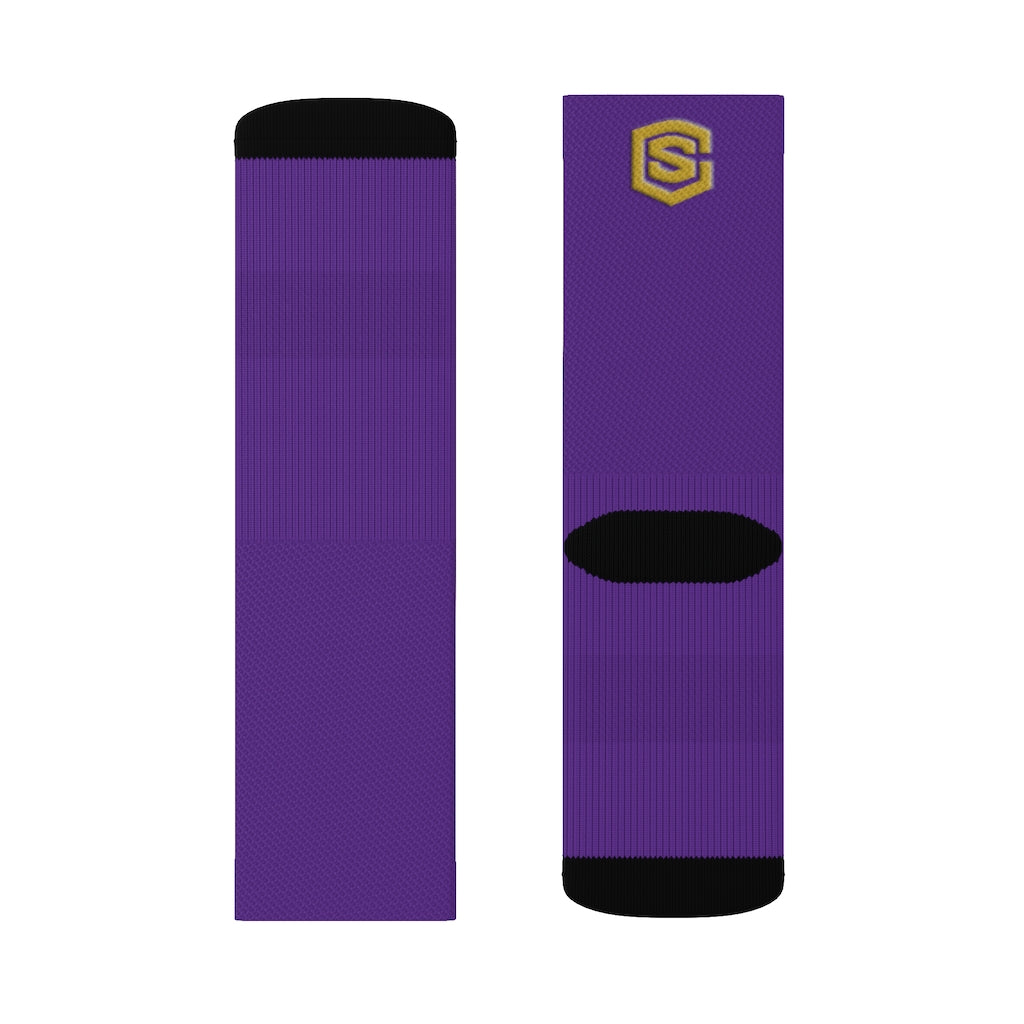 Purple Sublimation Socks Gold Logo