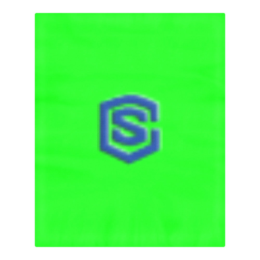 Green 3-Piece Bedding Set (1 Duvet Cover 86"x70"; 2 Pillowcases 20"x30")(One Side) wtih Blue Logo 3-Piece Bedding Set (1 Duvet Cover 86"x70"; 2 Pillowcases 20"x30")(One Side)