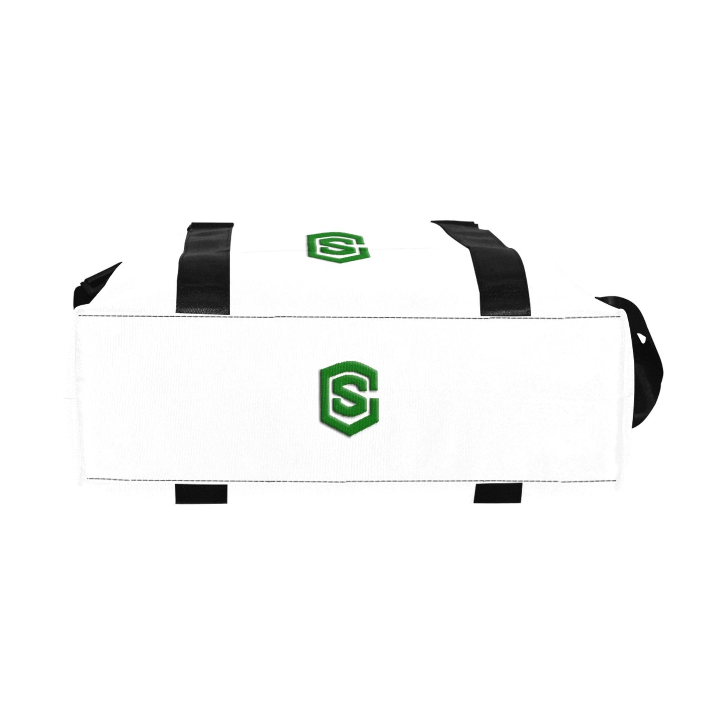 White Large Capacity Duffle Bag With Green Logo Large Capacity Duffle Bag(Model1715)