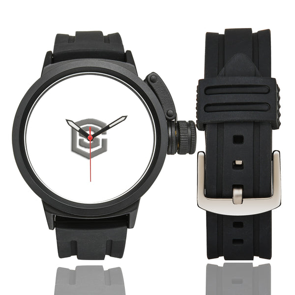 WHITE MEN SPORT WATCH WITH GRAY LOGO Men's Sport Watch (Model 309)