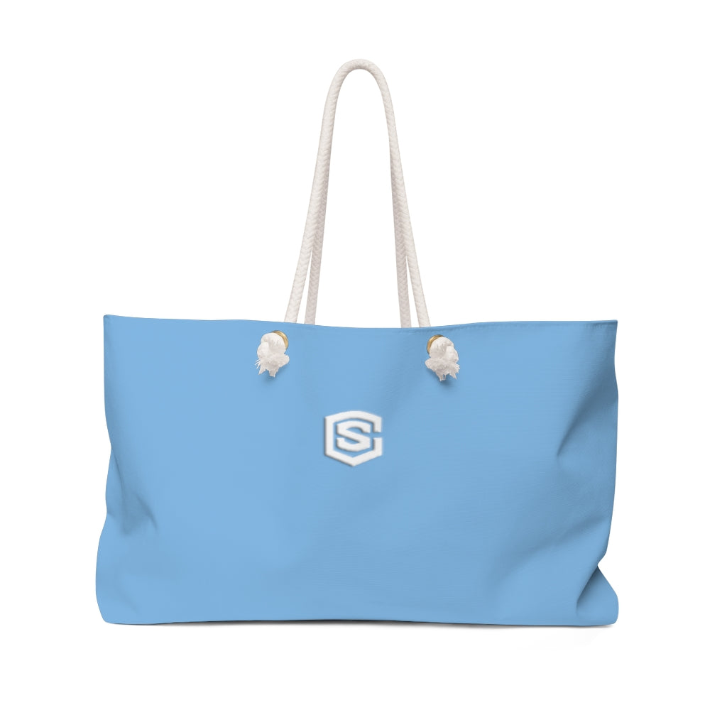 Blue Weekender Bag White Logo