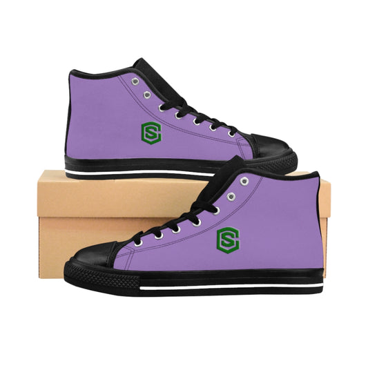 violet Men's High-top Sneakers - green logo
