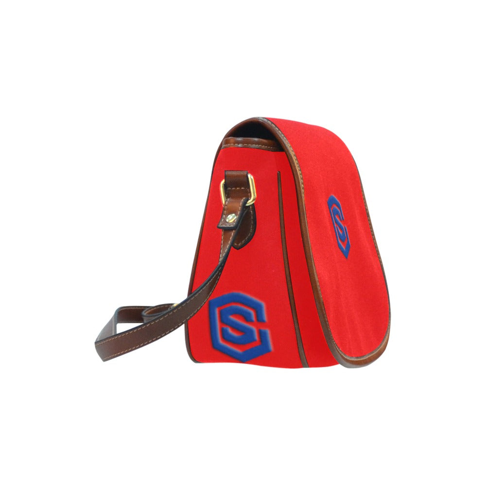 RED Saddle Bag WITH BLUE LOGO Saddle Bag (Model 1649) (Small)