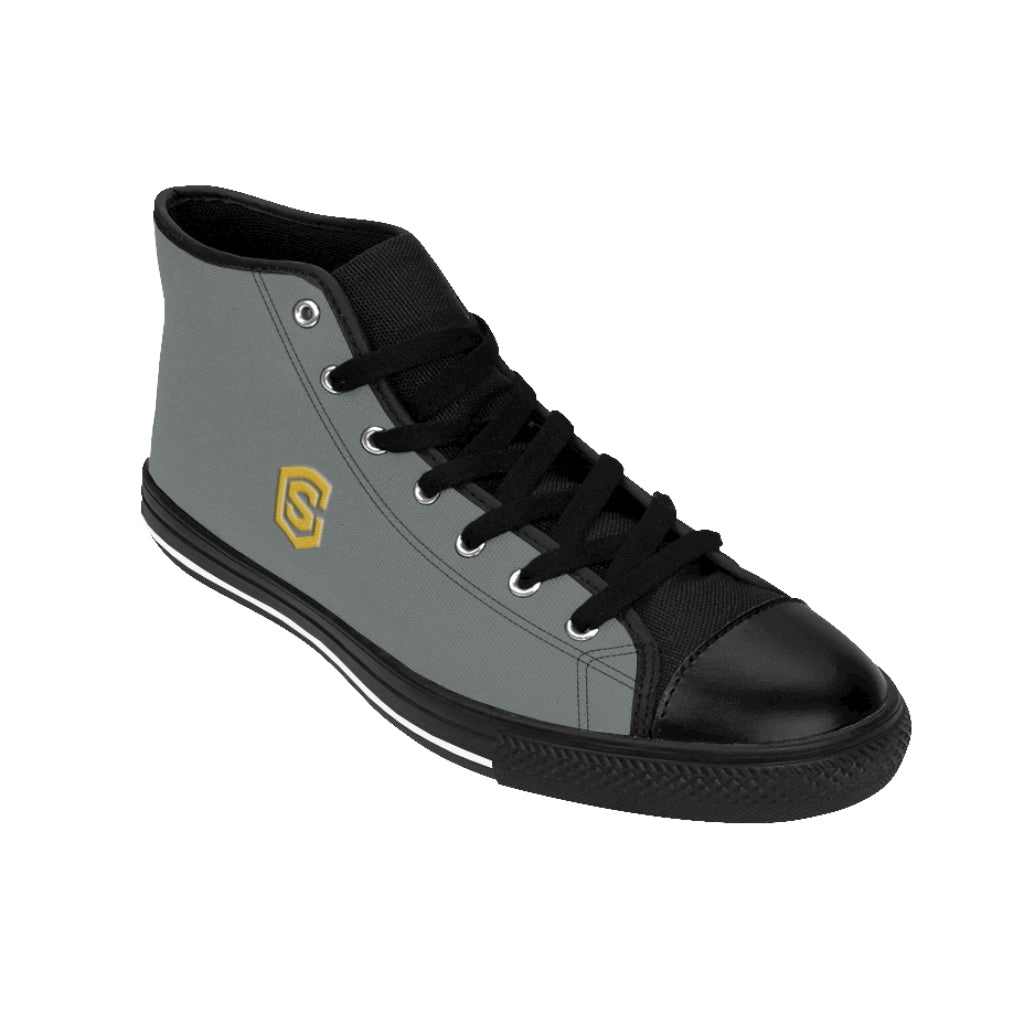 grey Men's High-top Sneakers Gold logo