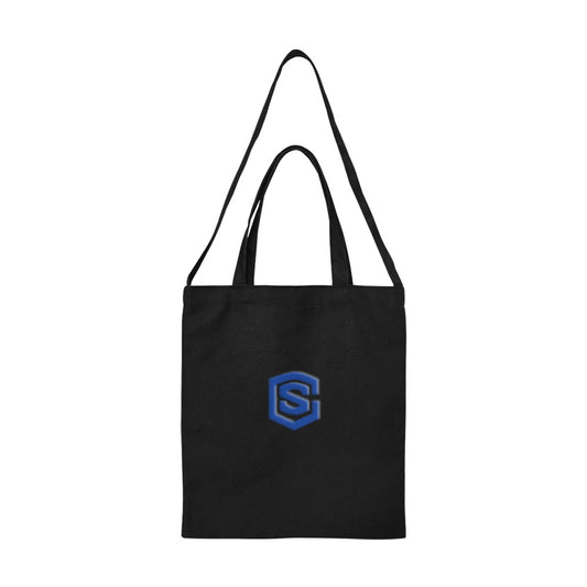 Black All Over Print Canvas Tote Bag With Blue Logo All Over Print Canvas Tote Bag(Model1698)(Medium)