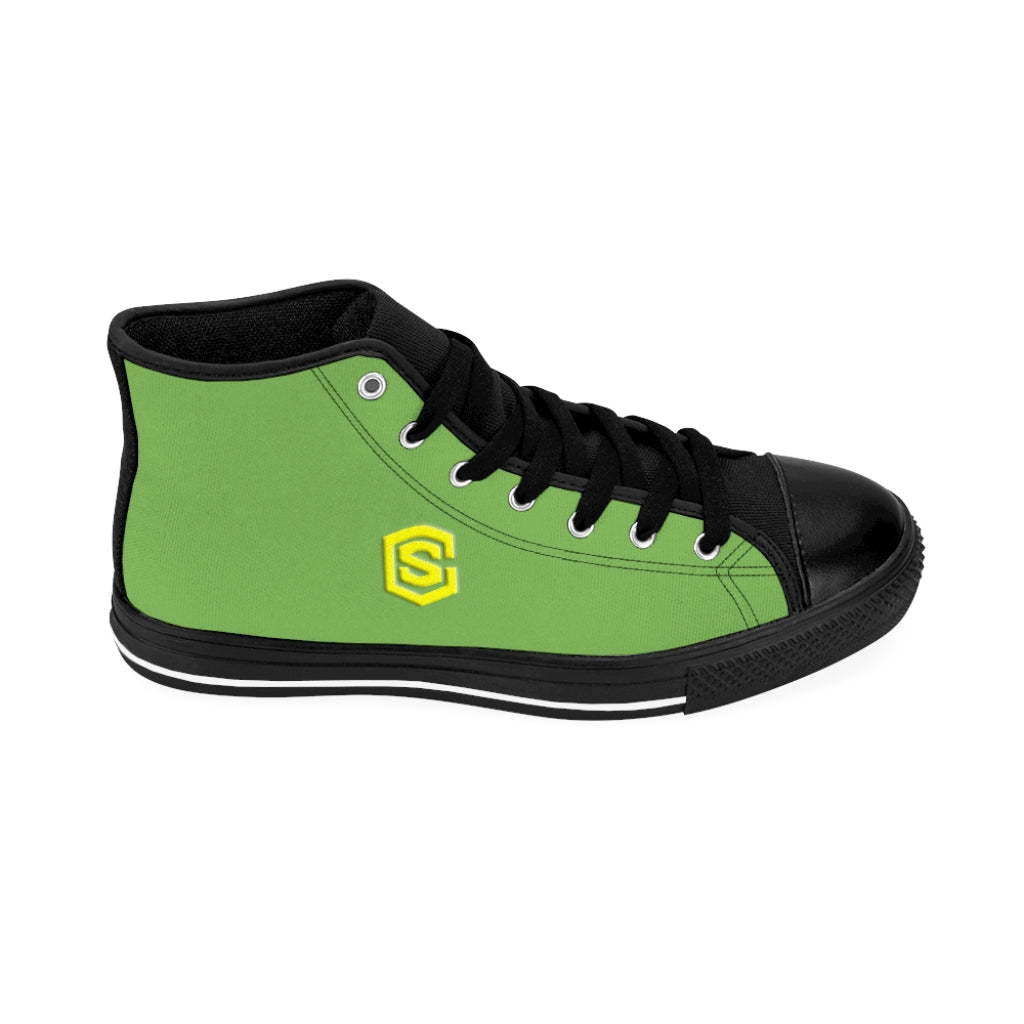 green Men's High-top Sneakers - yellow logo
