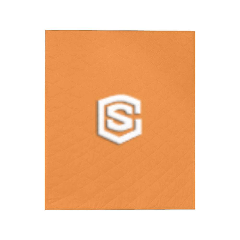 Orange Custom Quilt White Logo Custom Quilt 50" x 60"