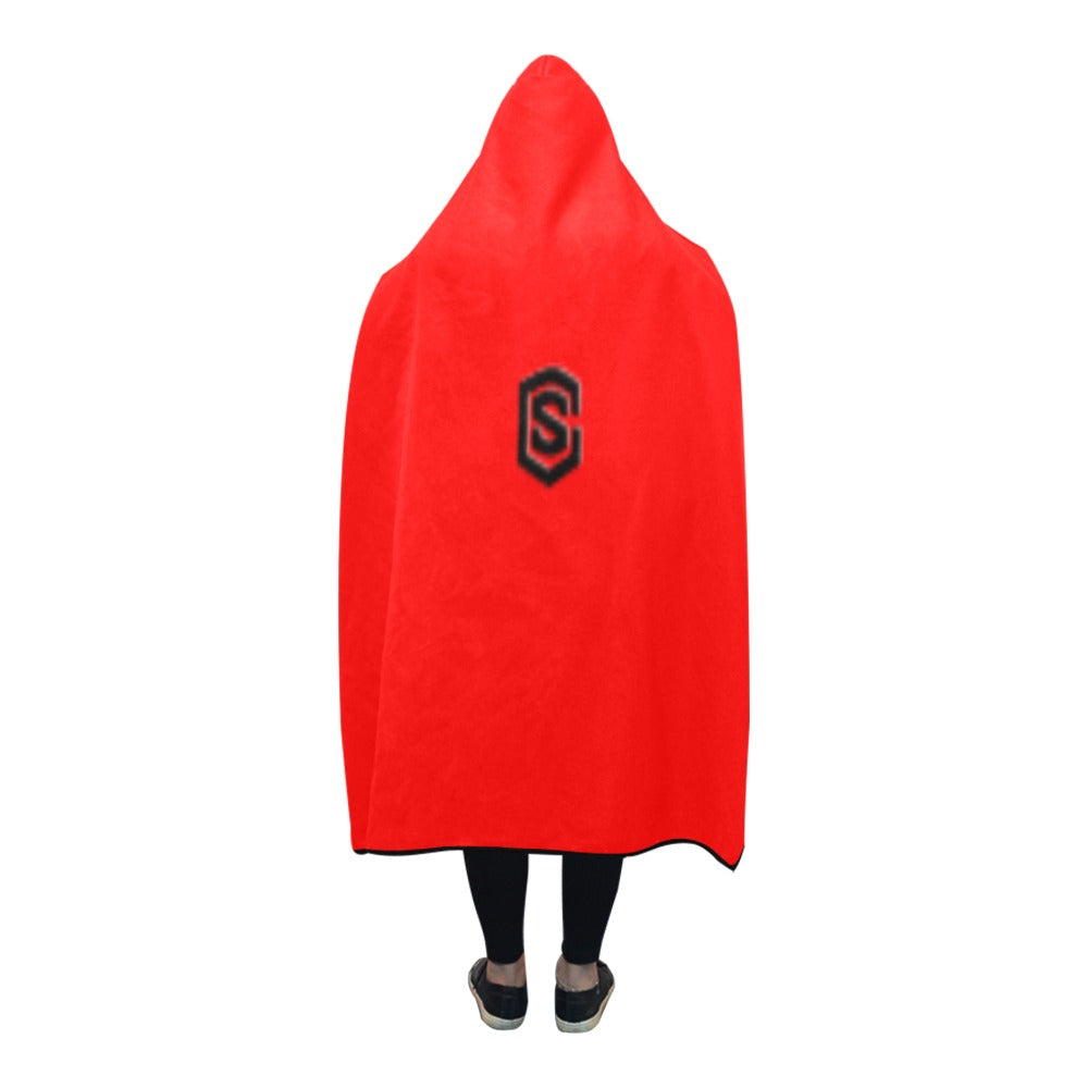 RED  Hooded Blanket WHITH BLACK LOGO Hooded Blanket 80"x56"